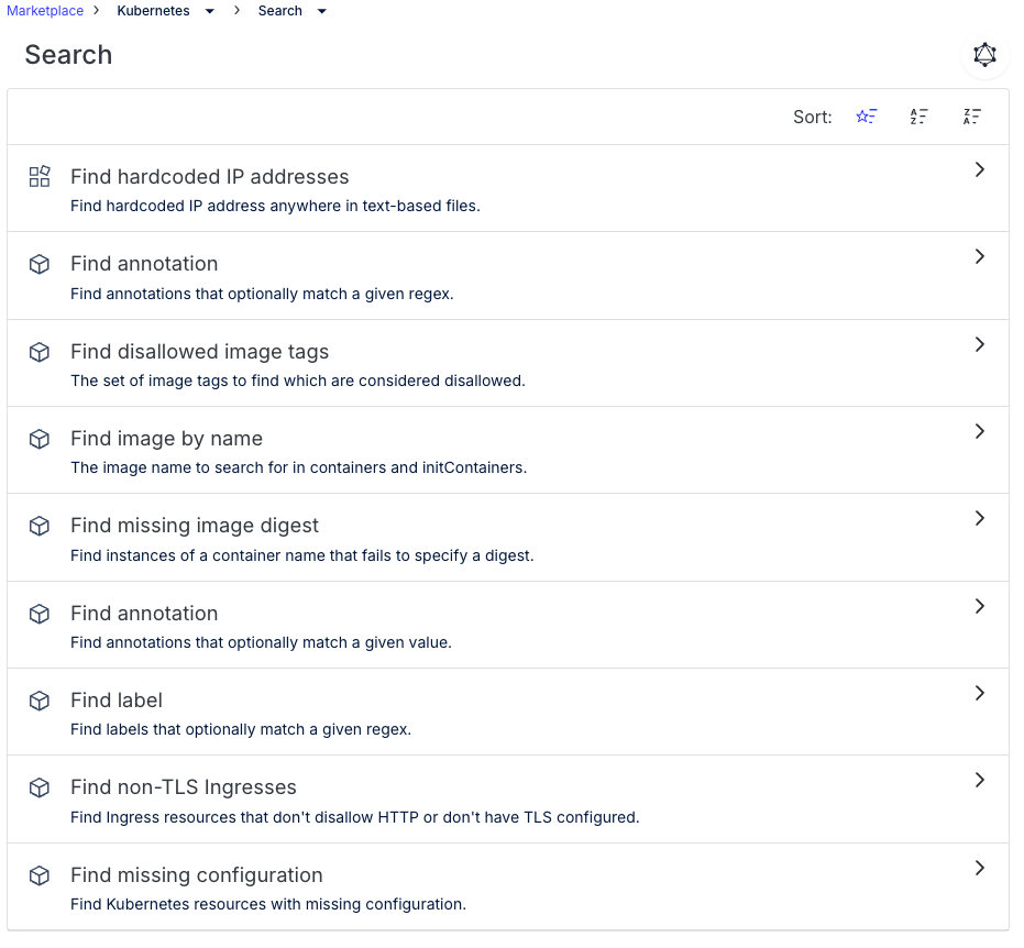 Figure 8. Kubernetes search recipes.