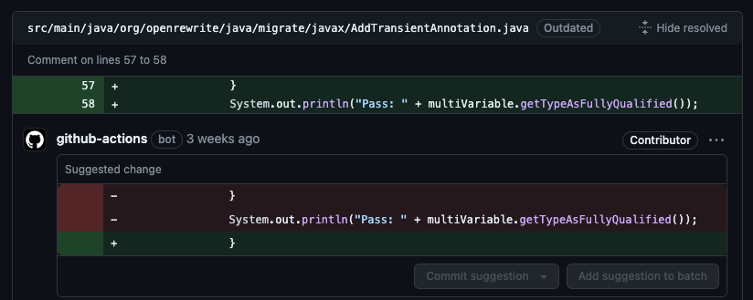 Figure 2. Ensure System.out.println does not make it to production code