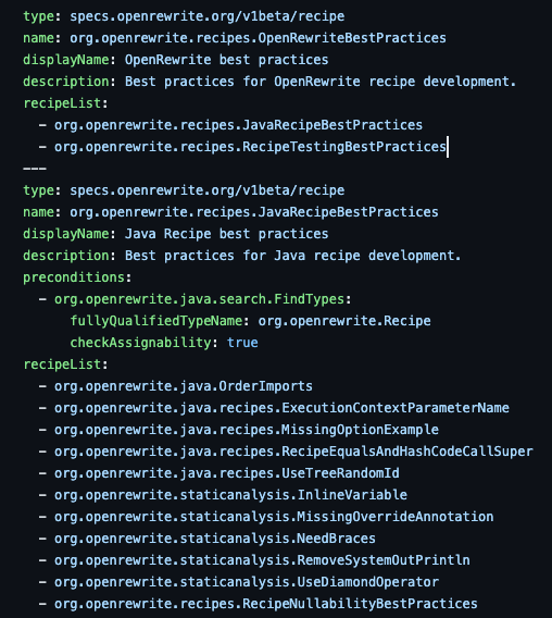 Figure 1. List of recipes we run against every PR